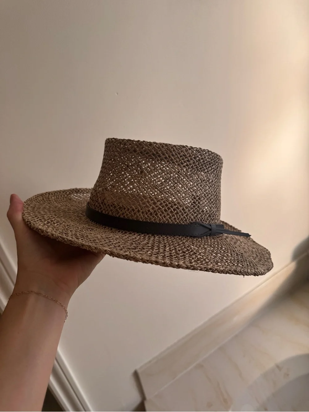 Stetson Tan Woven Straw Hat with Black Band